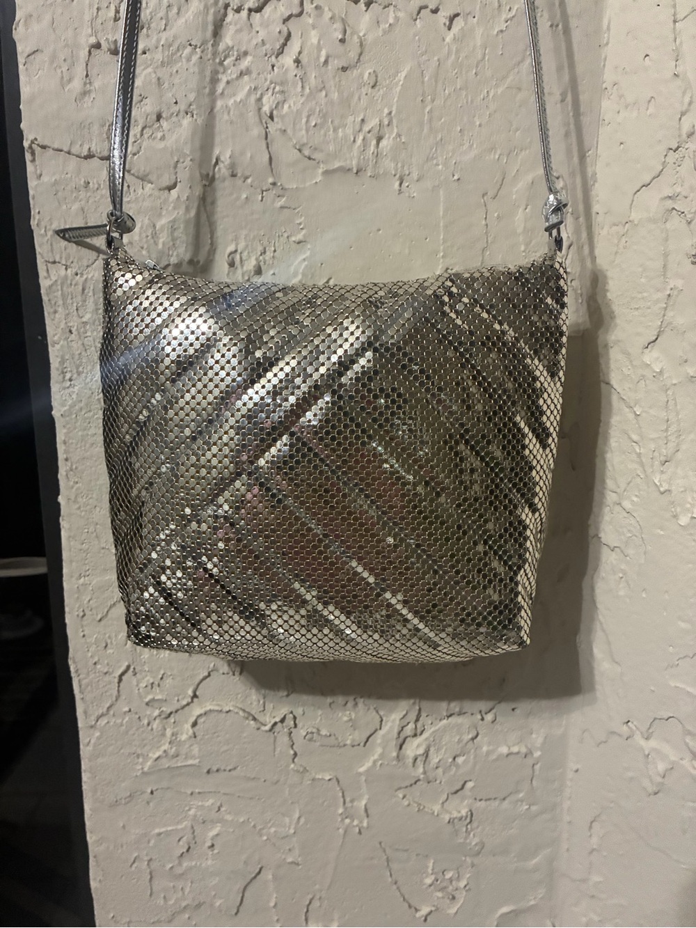 Whiting & Davis Silver Mesh Crossbody Bag